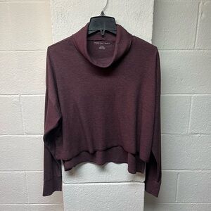American Eagle Outfitters Maroon Turtleneck Cropped Long-sleeve